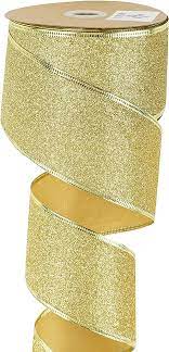 Glitter Wired Ribbon Gold