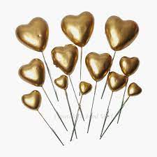 20pc Cake Topper Polystyrene Heart Faux Balls Gold