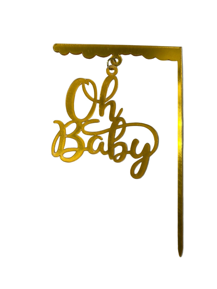 Nr454 Hanging Oh Baby Acrylic Cake Topper