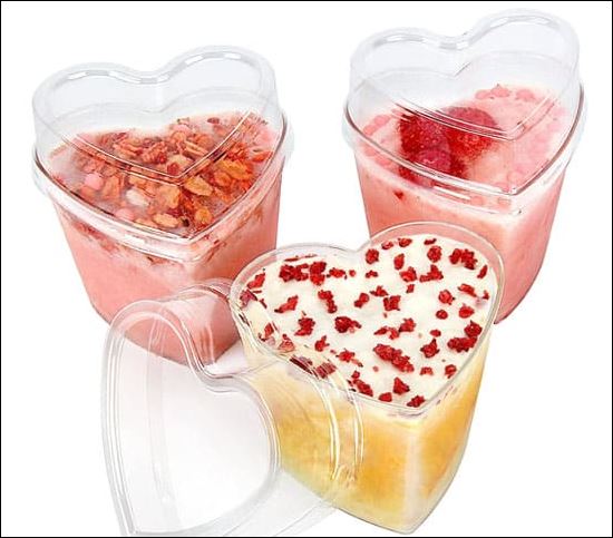 Plastic Heart Dessert Pudding Container
