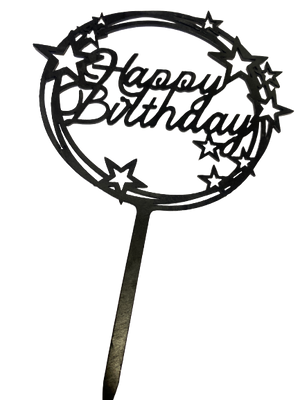 Nr80 Acrylic Cake Topper Happy Birthday Black