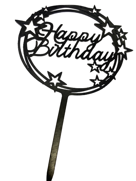 Nr80 Acrylic Cake Topper Happy Birthday Black