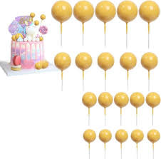 Cake Topper Polystyrene Faux Balls Yellow 20pcs