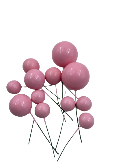 Cake Topper Polystyrene Faux Balls Pink 12pc