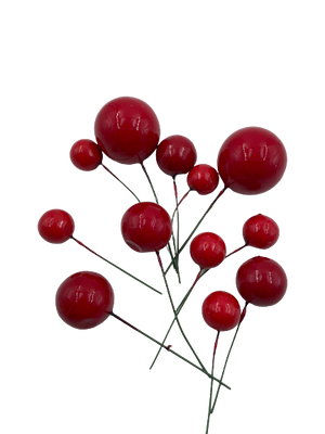 12pc Cake Topper Polystyrene Faux Balls Red