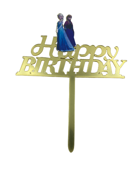 Nr278 Acrylic Cake Topper Happy Birthday Small Elsa Frozen