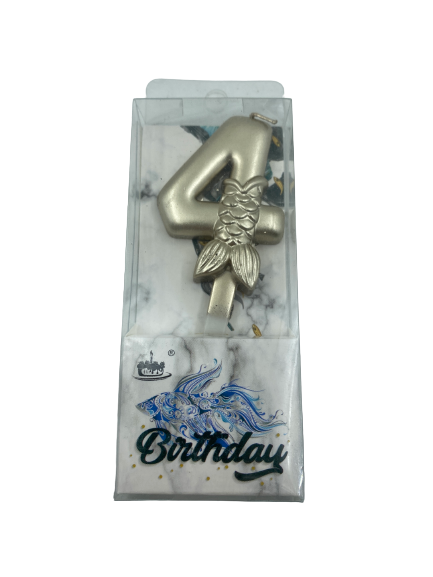 Nr4 Birthday Candle Mermaid Gold