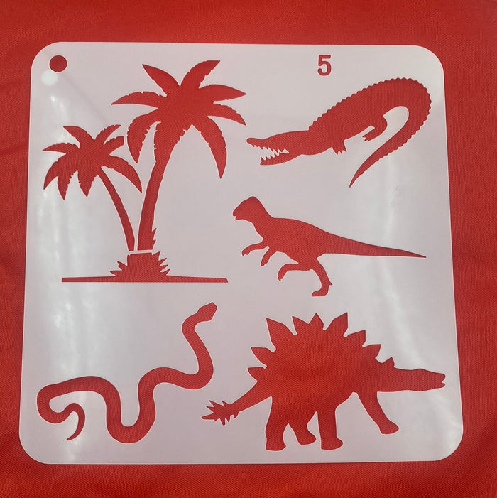 N188001 Stencil Dino Snake Palm Tree 5