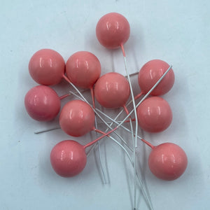 Cake Topper Polystyrene Faux Balls Pink 10pc 2cm