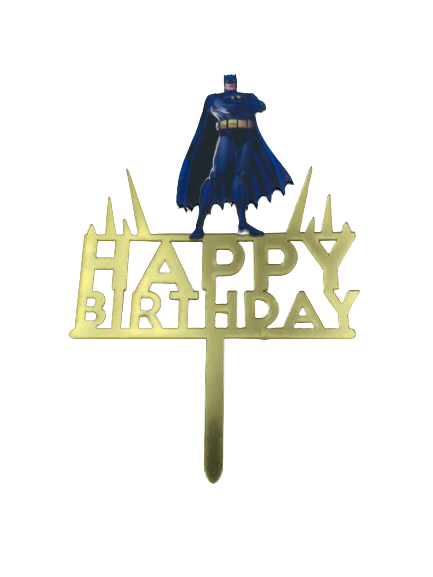 Nr95 Acrylic Cake Topper Happy Birthday Batman Gold