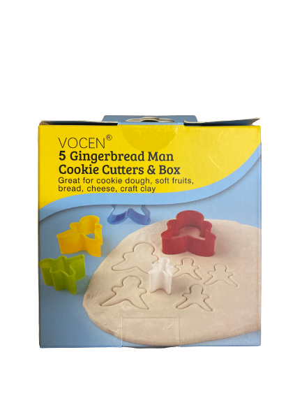 Vocen Plastic Cookie Cutters In a Container Gingerbread Man