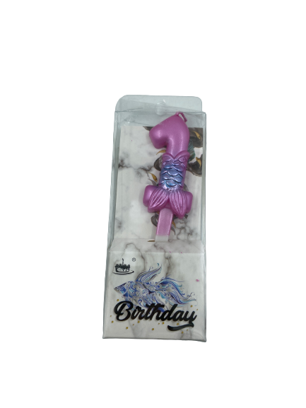 Nr1 Birthday Candle Mermaid Pink