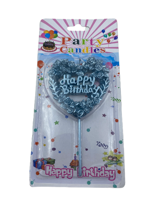 Happy Birthday Candle Heart Blue