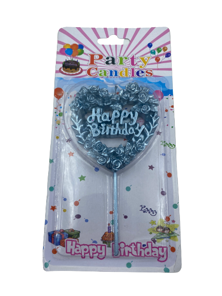 Happy Birthday Candle Heart Blue