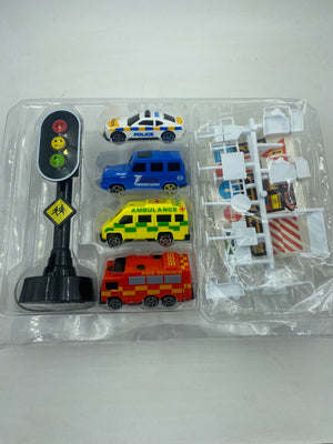 Plastic Cars with Road Signs and Traffic Light
