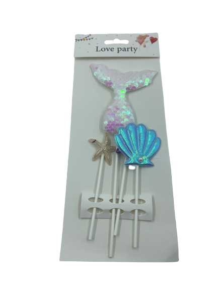 Cake Topper Sequin Mermaid  and Shells