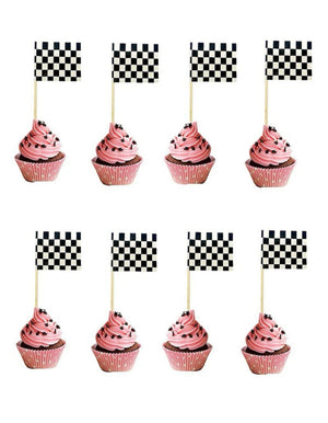50 Cupcake toppers Racing flags toothpicks