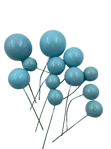 Cake Topper Polystyrene Faux Balls Blue 12pc