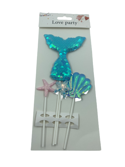 Cake Topper Sequin Mermaid  and Shells