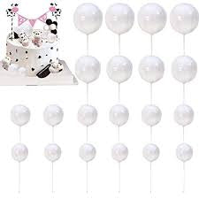 Cake Topper Polystyrene Faux Balls White 20pcs