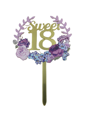 Nr118 Acrylic Cake Topper Sweet 18  Gold