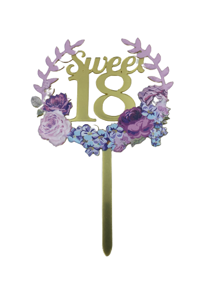 Nr118 Acrylic Cake Topper Sweet 18  Gold