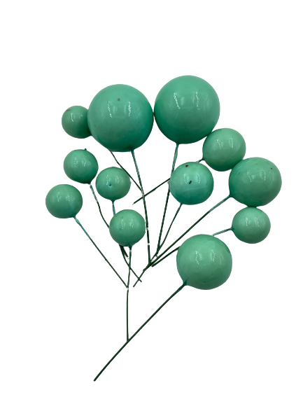 Cake Topper Polystyrene Faux Balls Green 12pc