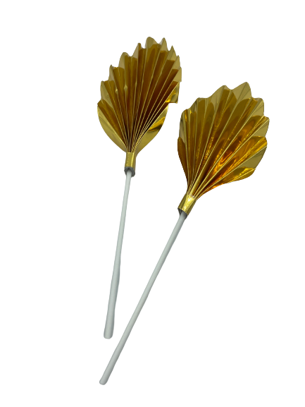 Paper Palm Leaf Gold Cake Topper 2 per pack