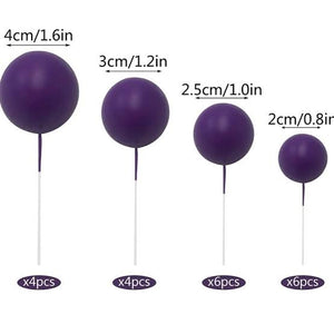 Cake Topper Polystyrene Faux Balls Purple 20pcs
