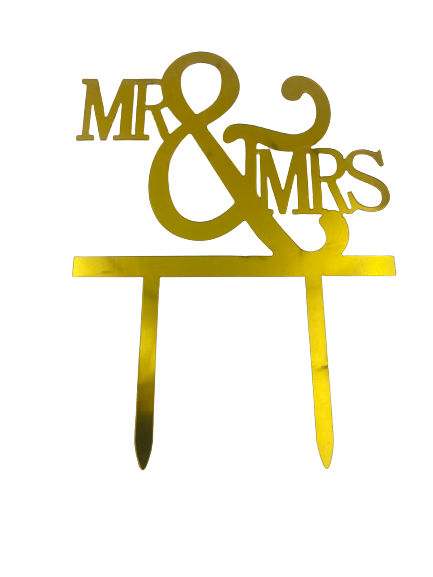 Nr323 Acrylic Cake Topper Mr & Mrs Gold