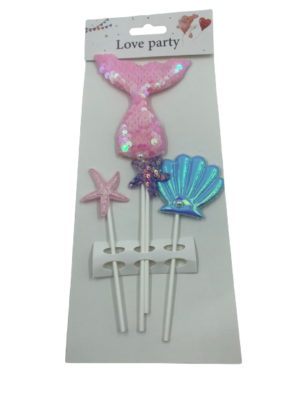 Cake Topper Sequin Mermaid  and Shells