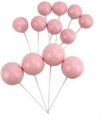 Cake Topper Polystyrene Faux Balls Pink 20pcs