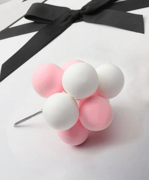 Cake Topper Polystyrene Faux Balls Baby Pink and White 2.5cm