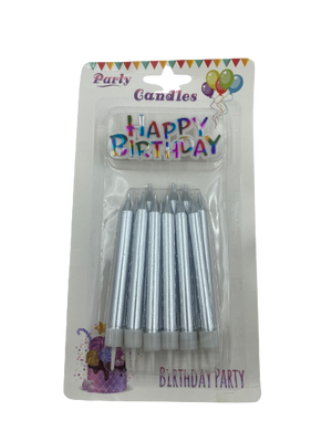 12 Silver Birthday Candles