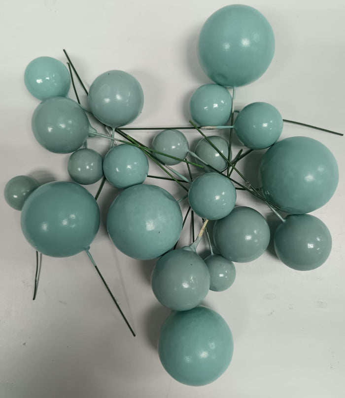 Light Blue Cake Topper Polystyrene Faux Balls 20pcs
