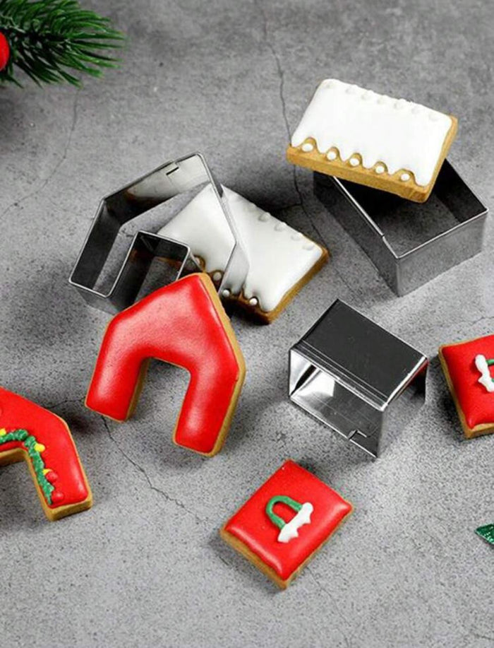 3D Christmas Ginger House Metal Cookie Cutter Set Mini