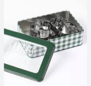 6pc Metal Cookie Cutter Christmas in a Tin