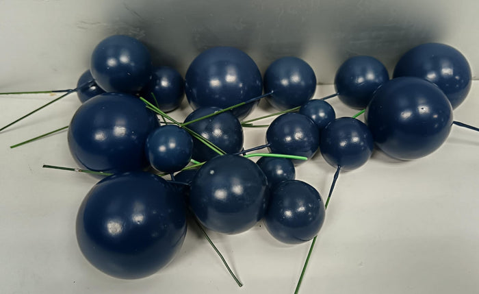 Navy Blue Cake Topper Polystyrene Faux Balls 20pcs
