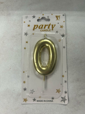 Nr0 Gold Number Birthday Candle