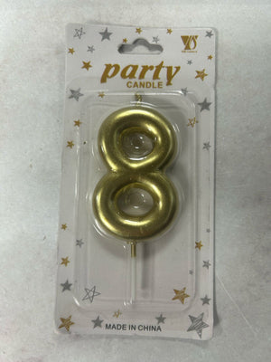 Nr8 Gold Number Birthday Candle