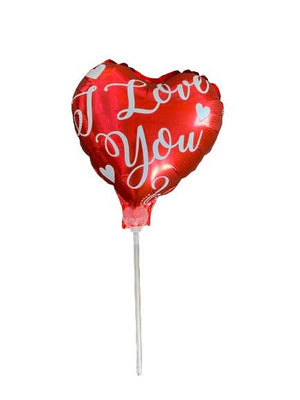 24cm Foil Heart Balloon with Stick