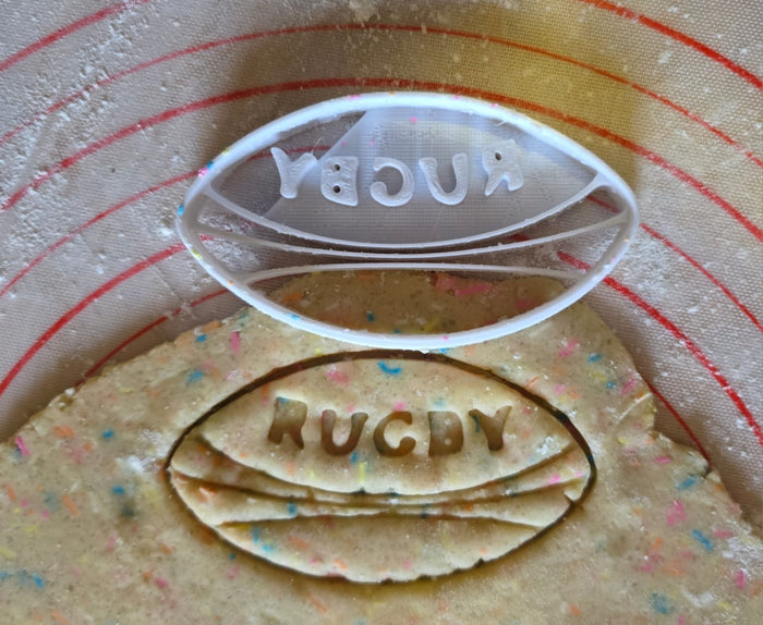 1127 Plastic Cookie Cutter Rugby Ball