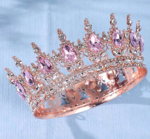 Rose Gold Pink Stones Diamante Tiara Perfect For Cake Topper