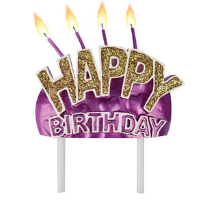 Purple Happy Birthday Candle