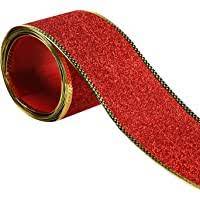 Glitter Wired Ribbon Red