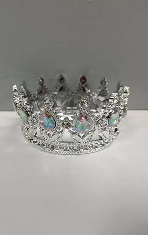 Plastic Tiara Cake Topper Silver Reflective Stones