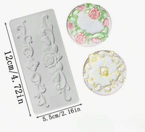 Silicone Mould Border European Vintage Rose Cane