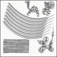 100pc Long Balloon Silver
