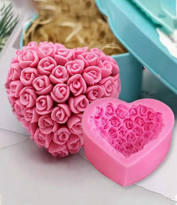 Silicone Mould Rose Heart Soap