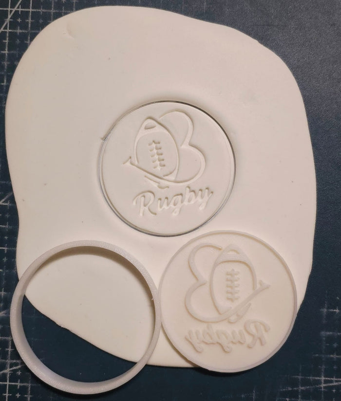 ST064 Cupcake Stamp and Cutter Love Rugby